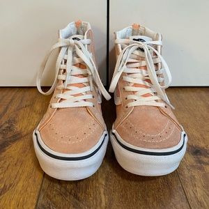 Vans Kids Sk-8 Hi Zip US Size 1 in Melon True White Zippered Back Suede Canvas